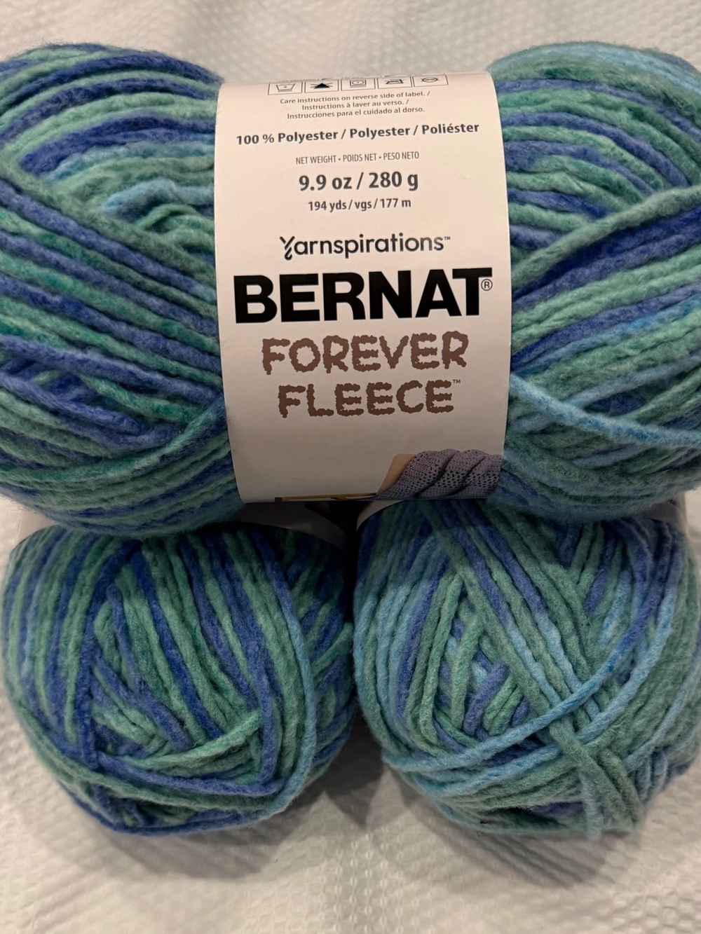 Bernat Forever Fleece Lot of 3 Skeins Seaglass Color - New